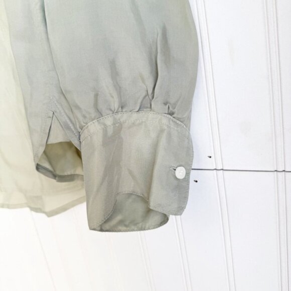 J. Crew Size M Olive Green Eco Cupro-blend Collared V-neck popover top Blouse - Picture 4 of 6